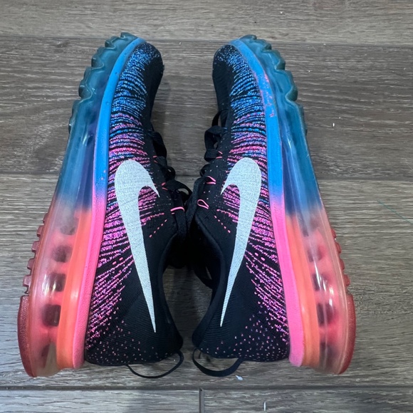 Nike Flyknit Max Womens Black/Blue/Hyperpunch 620659--002 - Picture 8 of 9